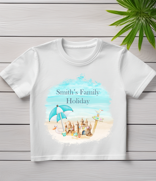 Personalised "Family Holiday" T-Shirt | Blue |